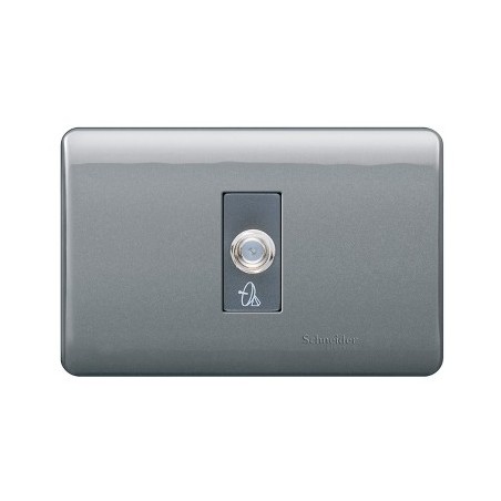 Placa Armada Simple C/Toma TV Coaxial Humo/Noir