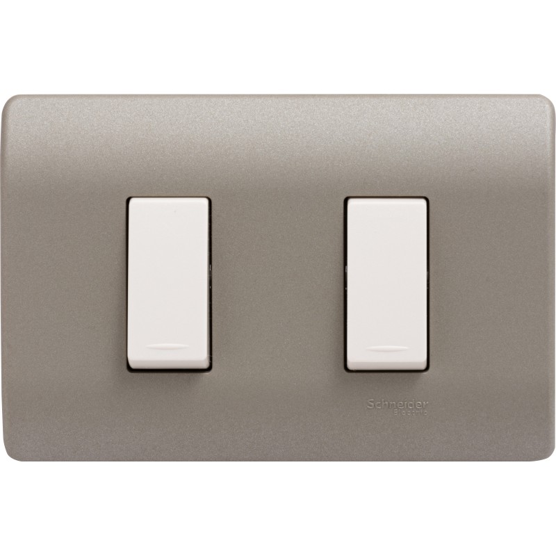 Placa Armada Doble C/Interruptores 9/12 - 9/24 Beige/Niquel