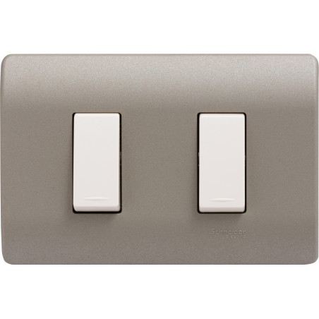 Placa Armada Doble C/Interruptores 9/12 - 9/24 Beige/Niquel