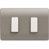 Placa Armada Doble C/Interruptores 9/12 - 9/24 Beige/Niquel