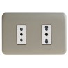 Placa Armada Doble C/Enchufes 2P+T 10/16A - 2P+T 10A Beige/Niquel