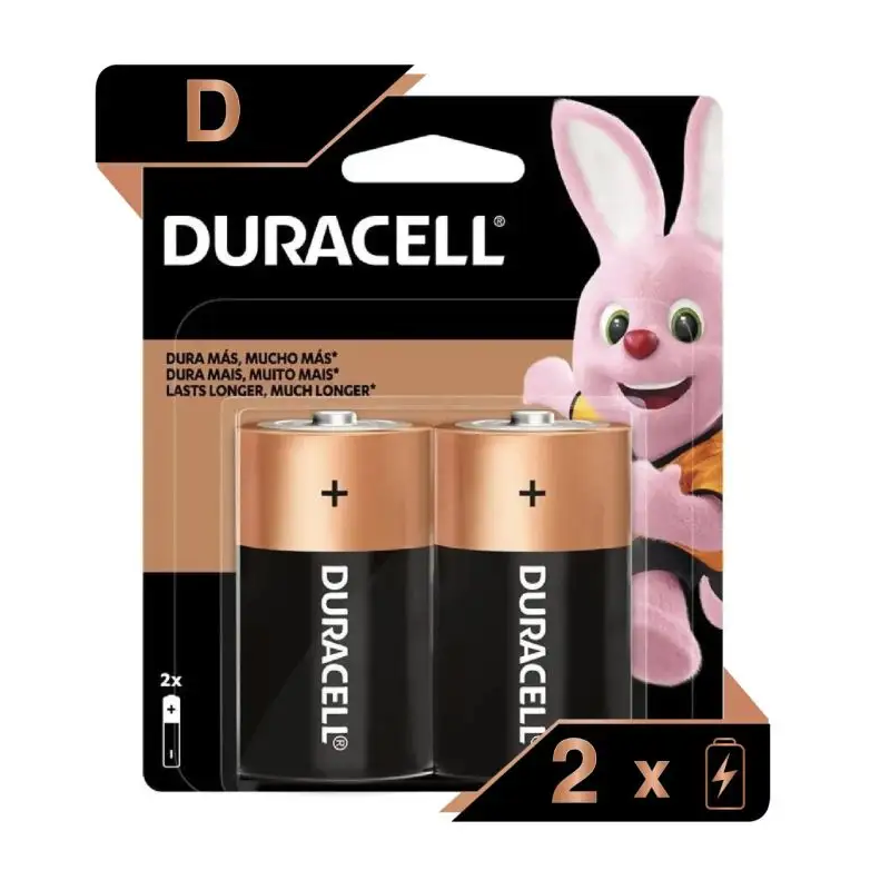 Pilas Duracell Alcalinas Grande Tipo D (2 Unidades)