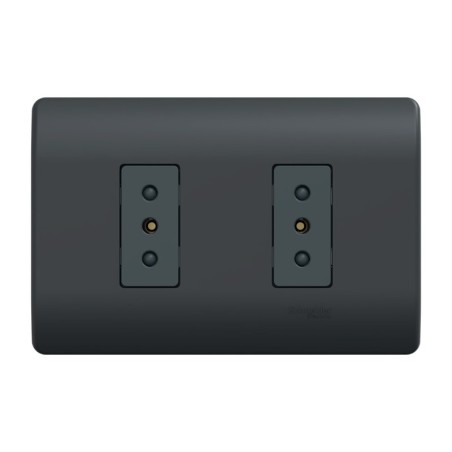 Placa Genesis Armada C/Tomacorriente Doble 10A 2P+T - Black
