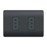 Placa Genesis Armada C/Tomacorriente Doble 10A 2P+T - Black