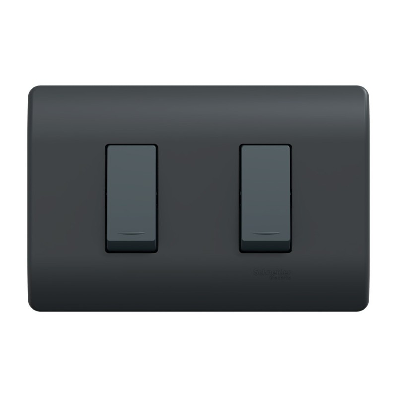 Placa Genesis Armada C/Interruptor Doble 9/15 16AX 250V - Black