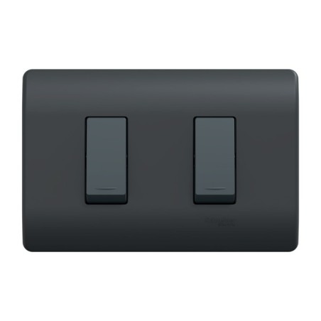 Placa Genesis Armada C/Interruptor Doble 9/15 16AX 250V - Black