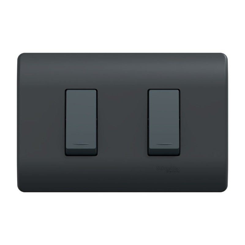 Placa Genesis Armada C/Interruptor Doble 9/24 16AX 250V - Black