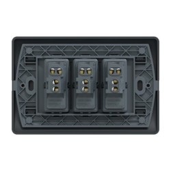 Placa Genesis Armada C/Interruptor Triple 9/32 16AX 250V - Black