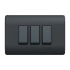 Placa Genesis Armada C/Interruptor Triple 9/24 16AX 250V - Black