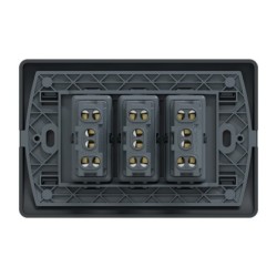 Placa Genesis Armada C/Interruptor Triple 9/24 16AX 250V - Black
