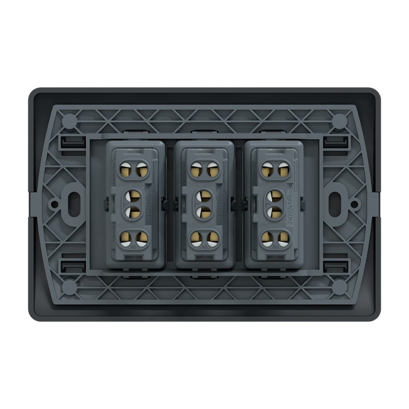 Placa Genesis Armada C/Interruptor Triple 9/24 16AX 250V - Black