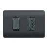 Placa Genesis Armada C/Interruptor 9/12 + Tomacorriente 10A 250V - Black
