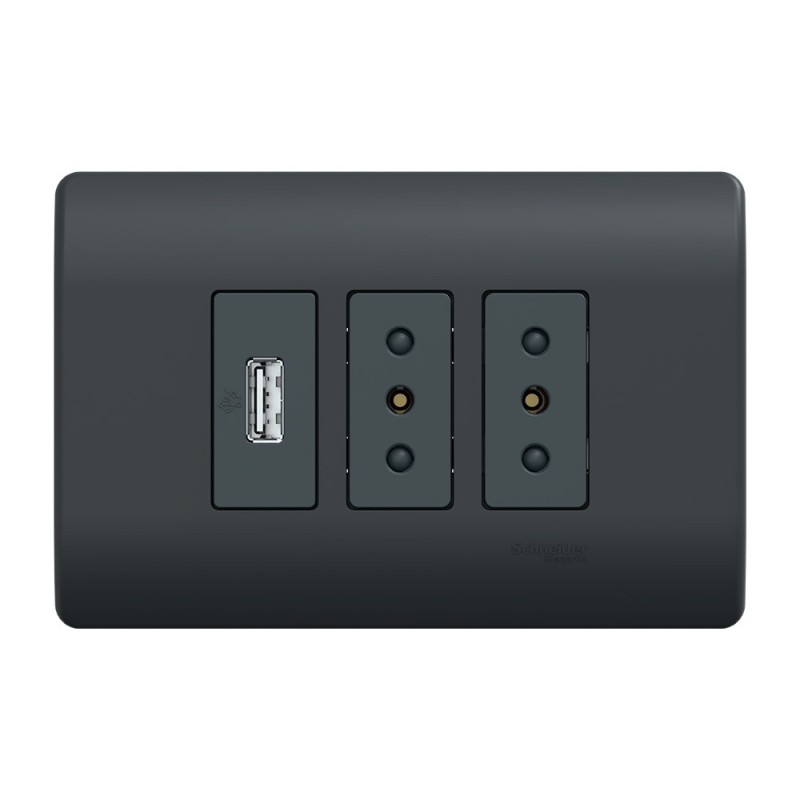 Placa Genesis Armada 2 Tomacorriente 10A + USB - Black