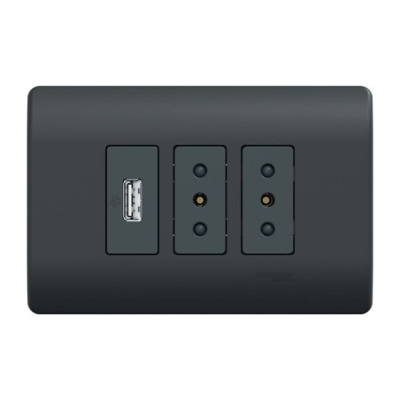 Placa Genesis Armada 2 Tomacorriente 10A + USB - Black