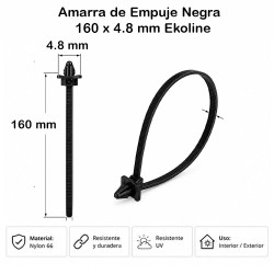 Amarra de Empuje (Muro) Negra 160 x 4.8 mm Ekoline
