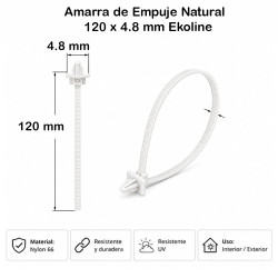 Amarra de Empuje (Muro) Natural 120 x 4.8 mm Ekoline