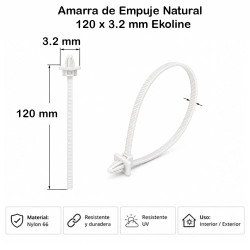 Amarra de Empuje (Muro) Natural 120 x 3.2 mm Ekoline
