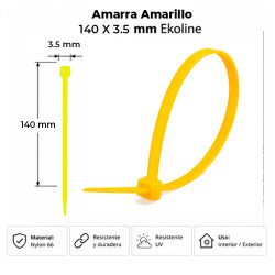 Amarra Amarilla 140 x 3.5 mm Ekoline