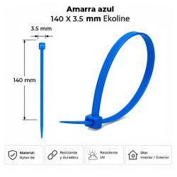Amarra Azul 140 x 3.5 mm Ekoline