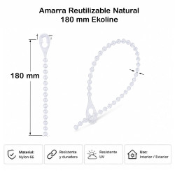 Amarra Reutilizable Natural 180 mm Ekoline