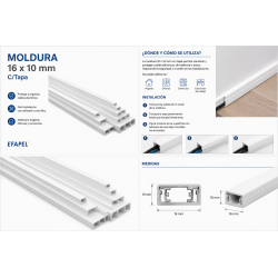 Moldura 16 x 10 mm C/Tapa 10020 CBR Efapel