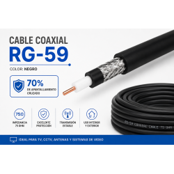 Cable Coaxial RG-59 Negro...
