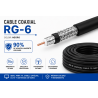 Cable Coaxial RG-6 Negro Ekoline (Rollo 100 mts)