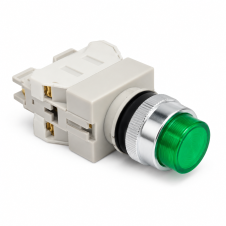 Pulsador Luminoso Verde 3A 220V 1NA-1NC Ekoline