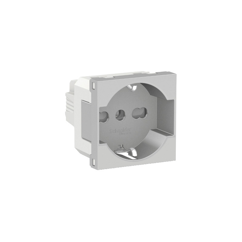 Enchufe 2P+T 10/16A 250V Schuko Aluminio