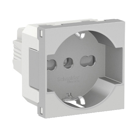 Enchufe 2P+T 10/16A 250V Schuko Aluminio