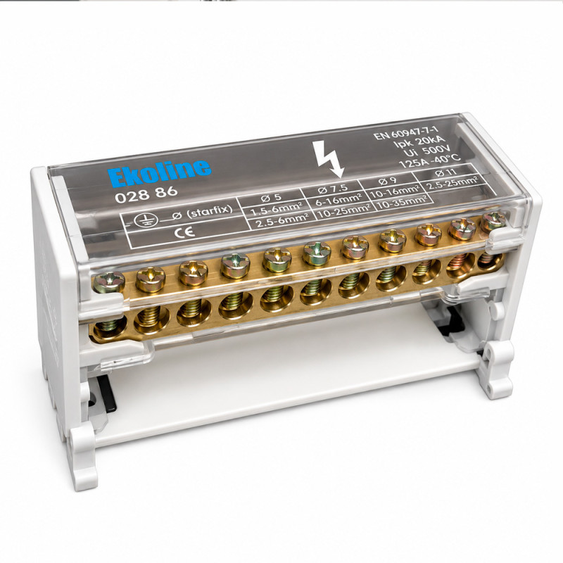 Borne Bipolar 125A 4 x 16 mm + 7 x 10 mm Ekoline