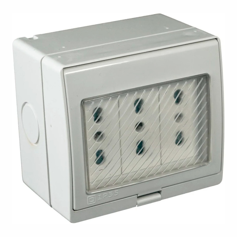 Tapa Hidrobox IP55 (3) C/Enchufe 2P+T 10/16A Ekoline