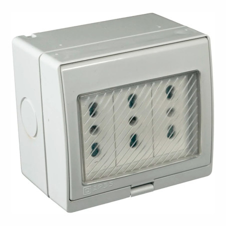 Tapa Hidrobox IP55 (3) C/Enchufe 2P+T 10/16A Ekoline